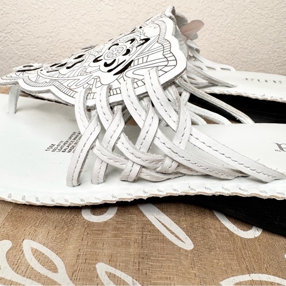 ANA NWOT, Genuine leather, western,whip stitch,cut outs,white,sandal,SZ 10 - Picture 6 of 9